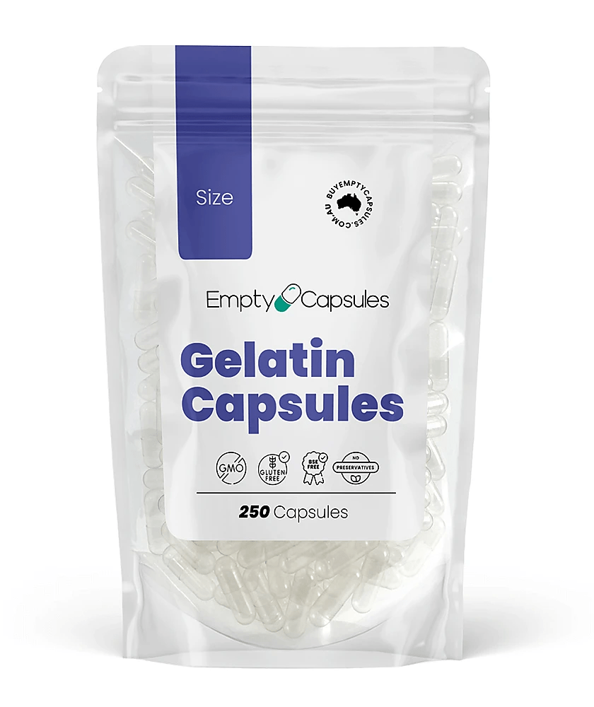Gelatin capsules — clear size 00 capsules for supplements and medication